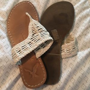 Woven flip flop sandals